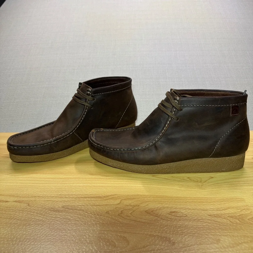 Clarks Mens Wallabee Chukka Leather Boots Dark Brown Size 12